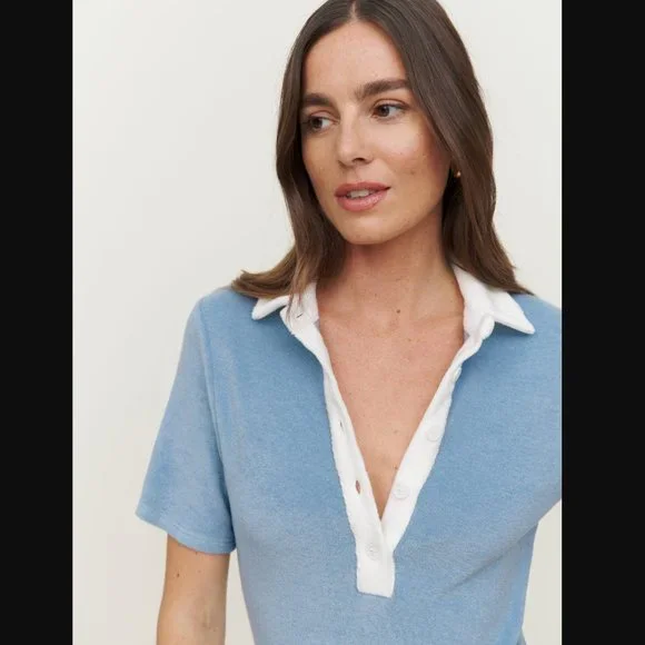 Reformation "Stefana" Blue and White Knit Dress - Size XS